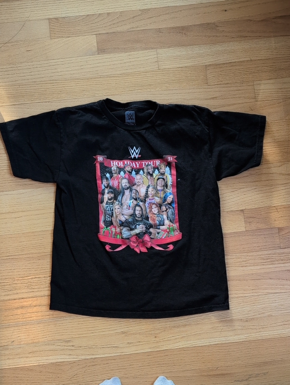WWE Black Kids Holiday Tour Graphic Tee with Red Accents